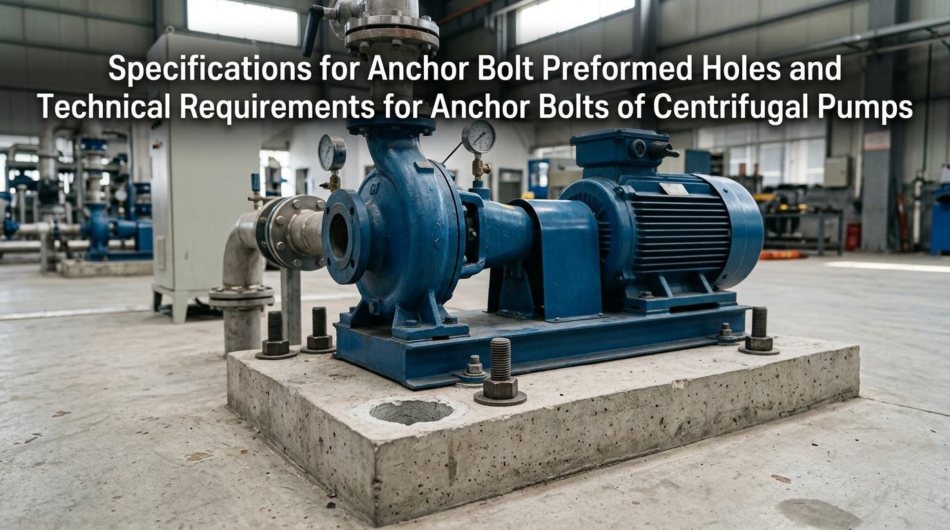 Especificaciones para orificios preformados de pernos de anclaje y requisitos técnicos para pernos de anclaje de bombas centrífugas